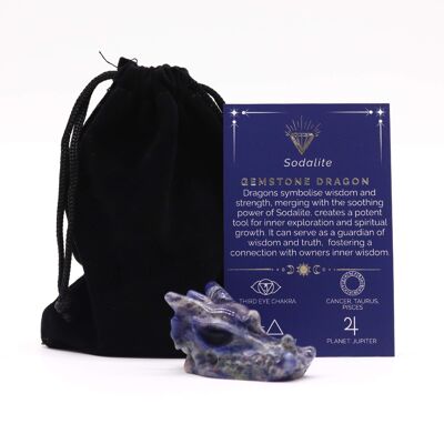 Cabeza de Dragon de Piedra Preciosa - Pequeña - Sodalita - 45x30x28mm