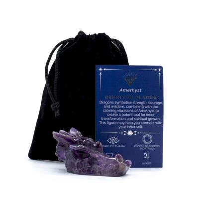Cabeza de Dragon de Piedra Preciosa - Grande - Amatista - 60x30x35 mm
