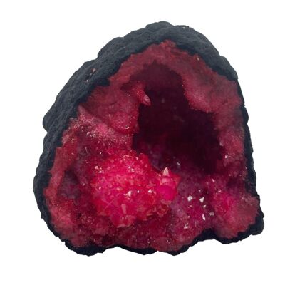 Geodi di calsite colorati - Roccia nera - Rosso scuro