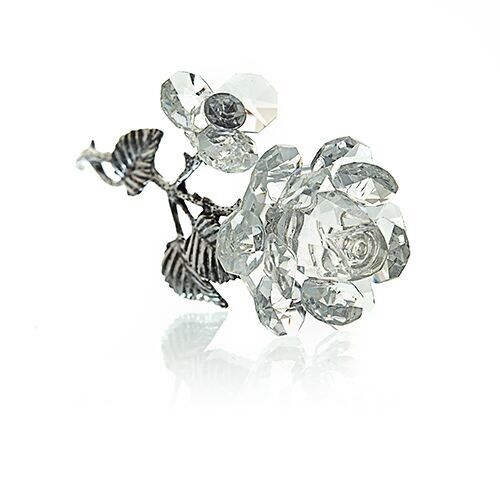 Kristallrose mit silbernem Stiel