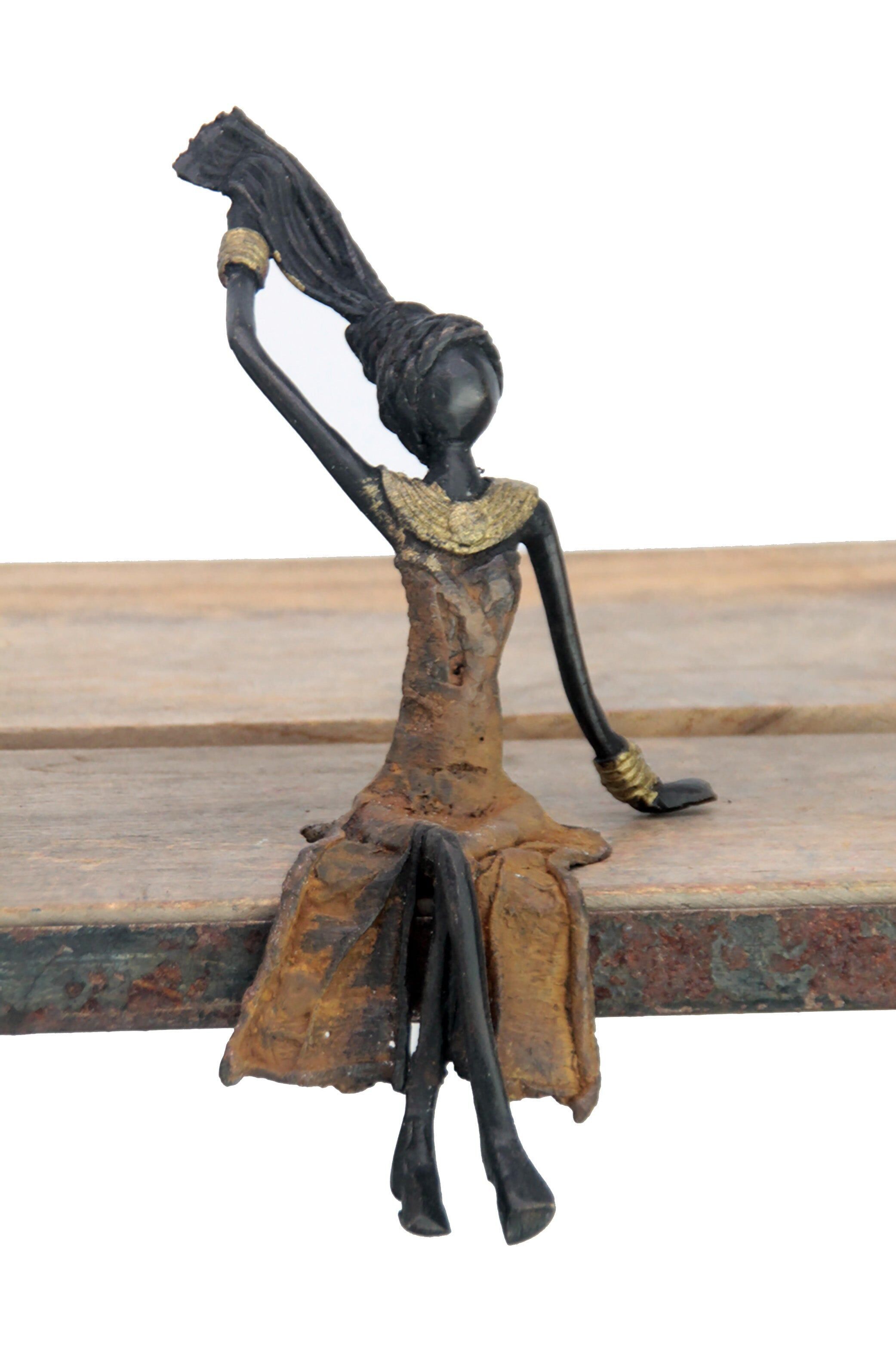 Bronzo seduto 15 cm marrone n°1