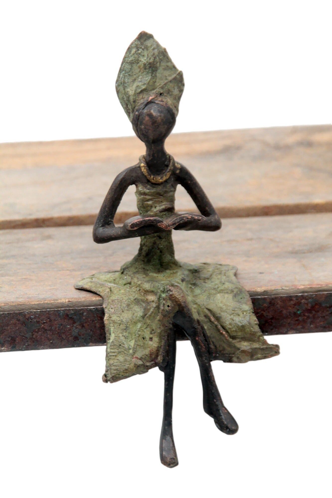 Bronce sentado 15 cm verde n°3