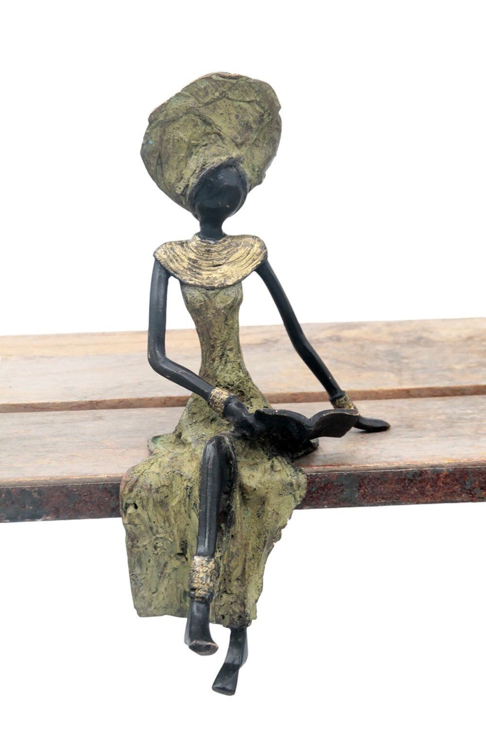 Bronzo seduto 25 cm verde n°16