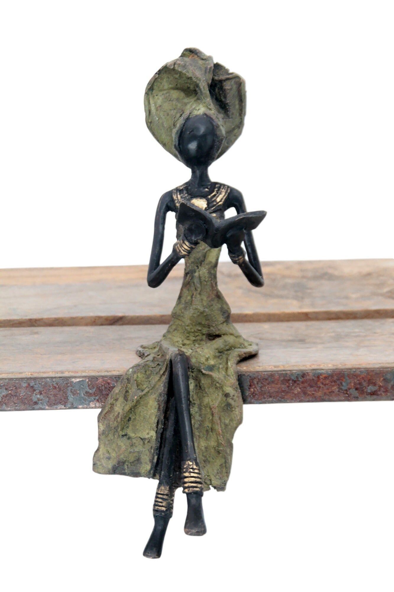 Bronzo seduto 25 cm verde n°19