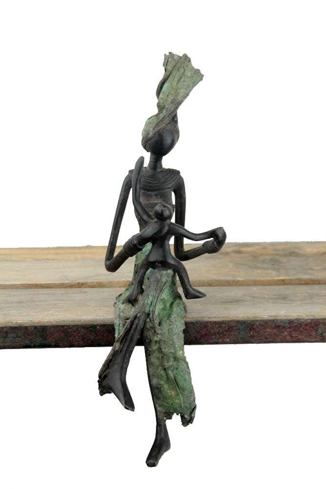 Bronzo seduto 25 cm verde n°20