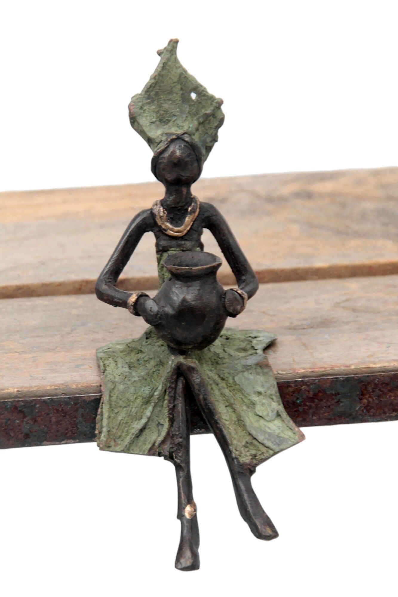 Bronzo seduto 15 cm verde n°2