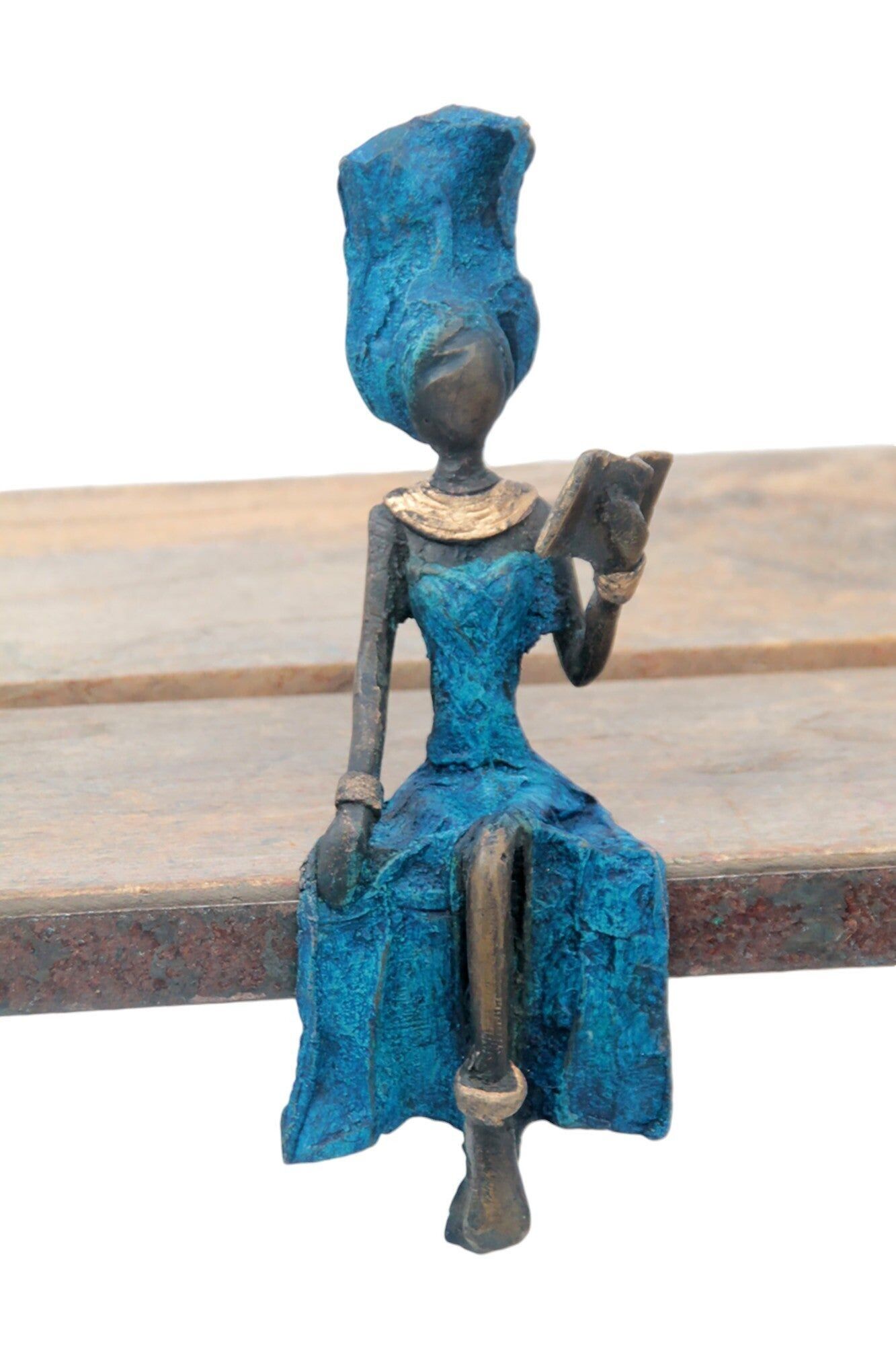 Bronzo seduto 15 cm blu n°5