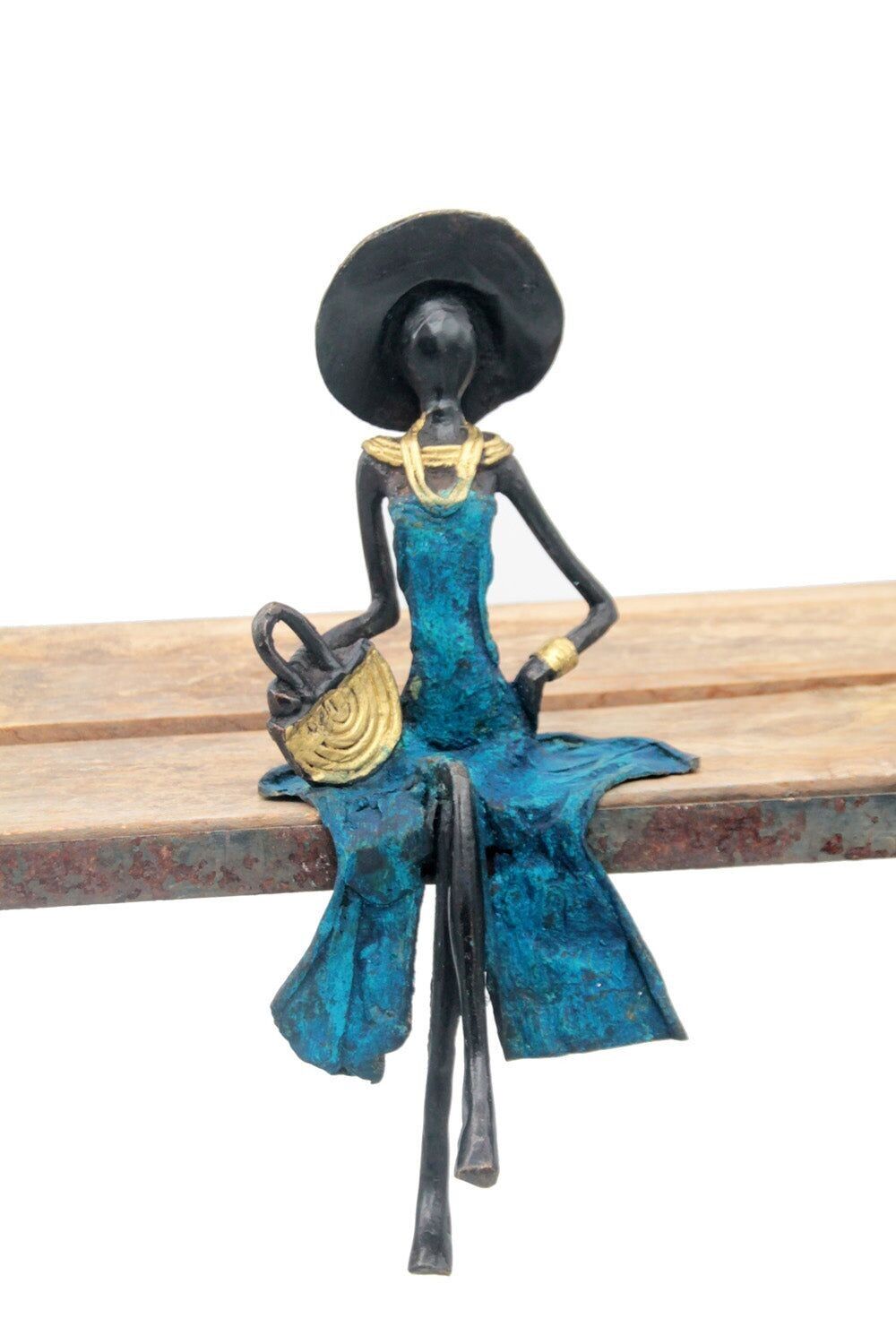 Bronzo seduto 25 cm blu n°5