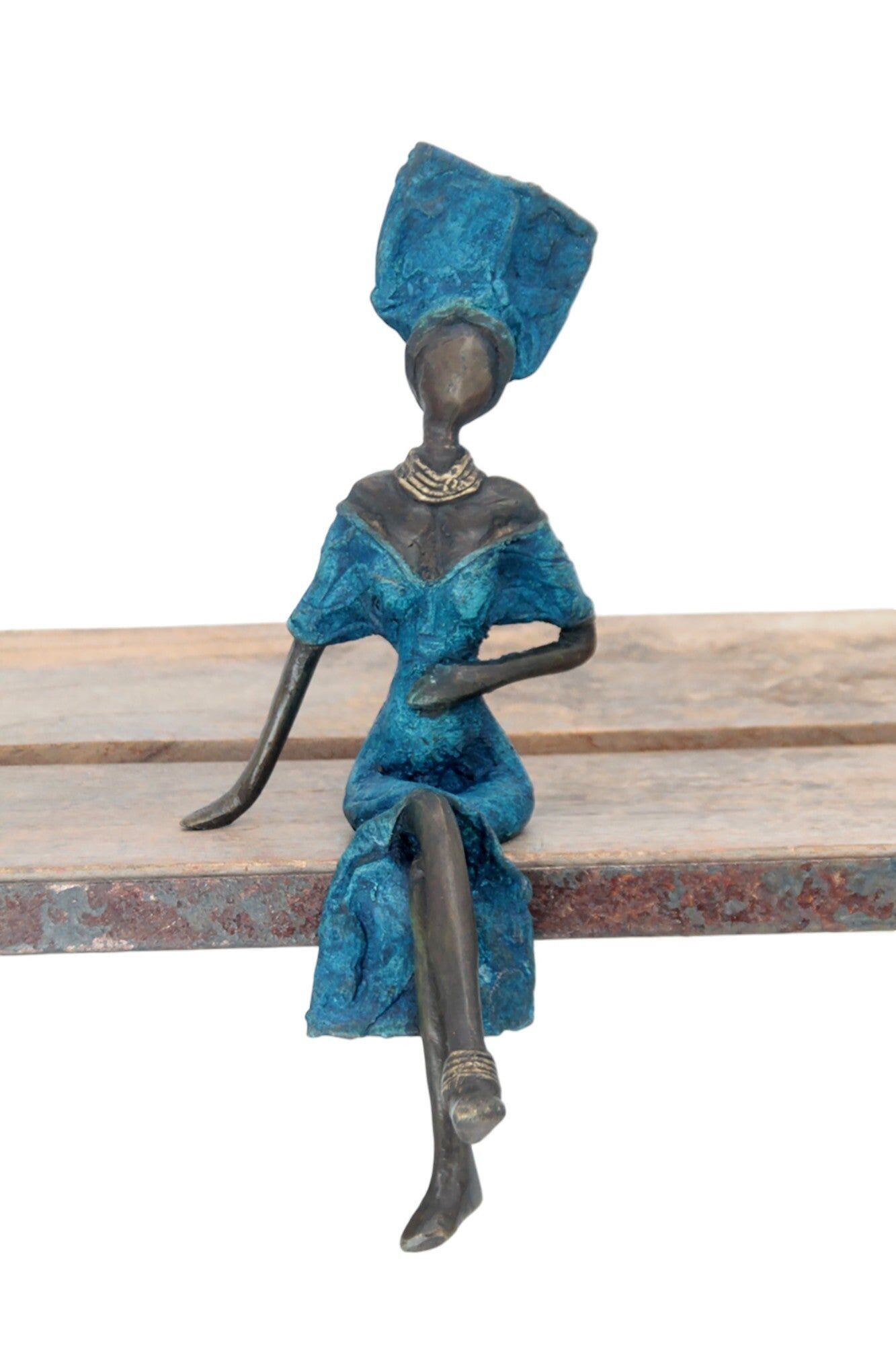 Bronzo seduto 25 cm blu n°13