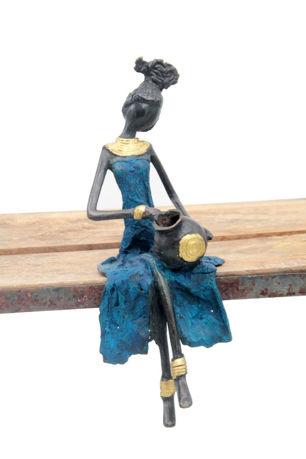 Bronzo seduto 25 cm blu n°16