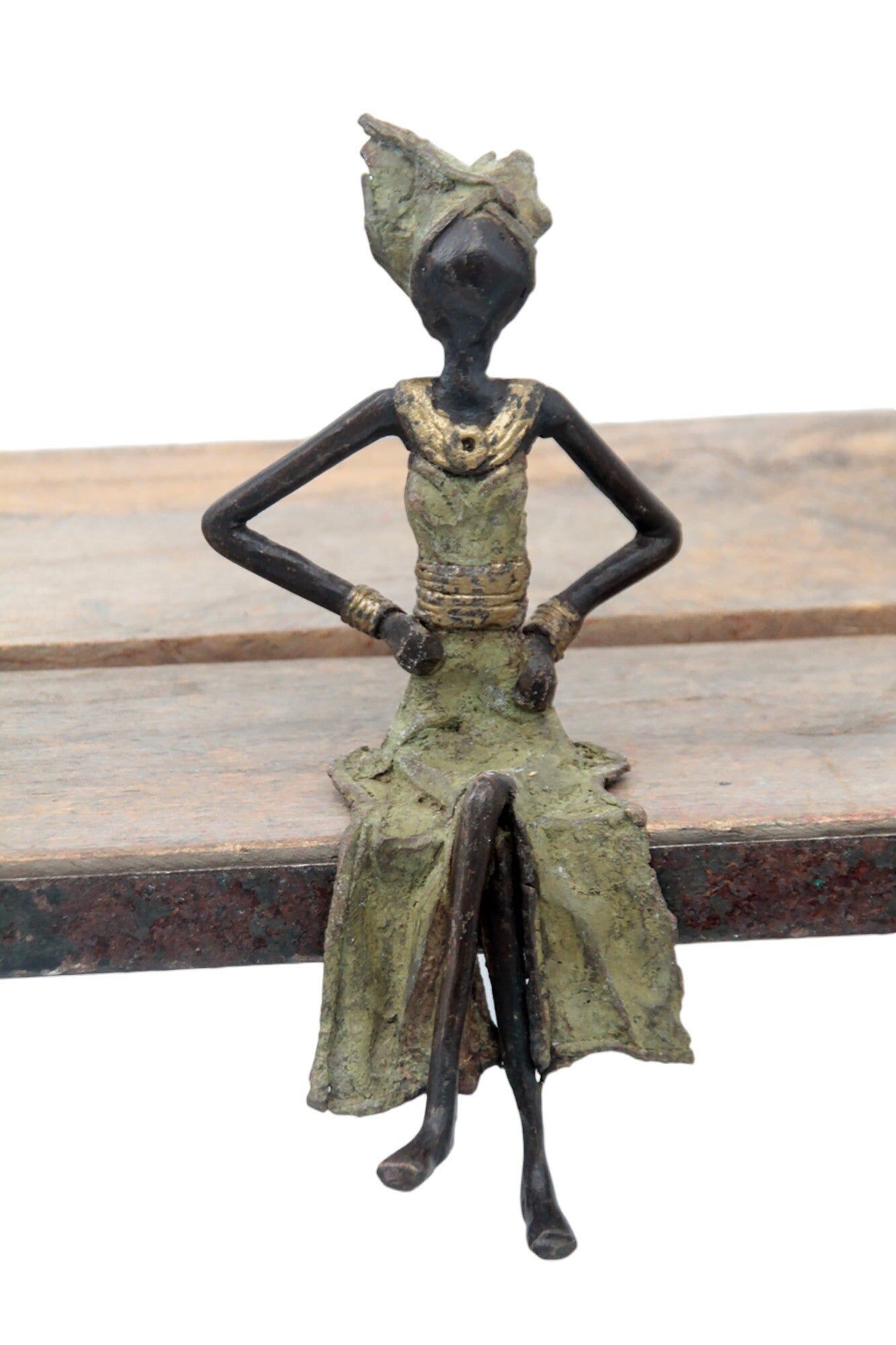 Bronzo seduto 15 cm verde n°18