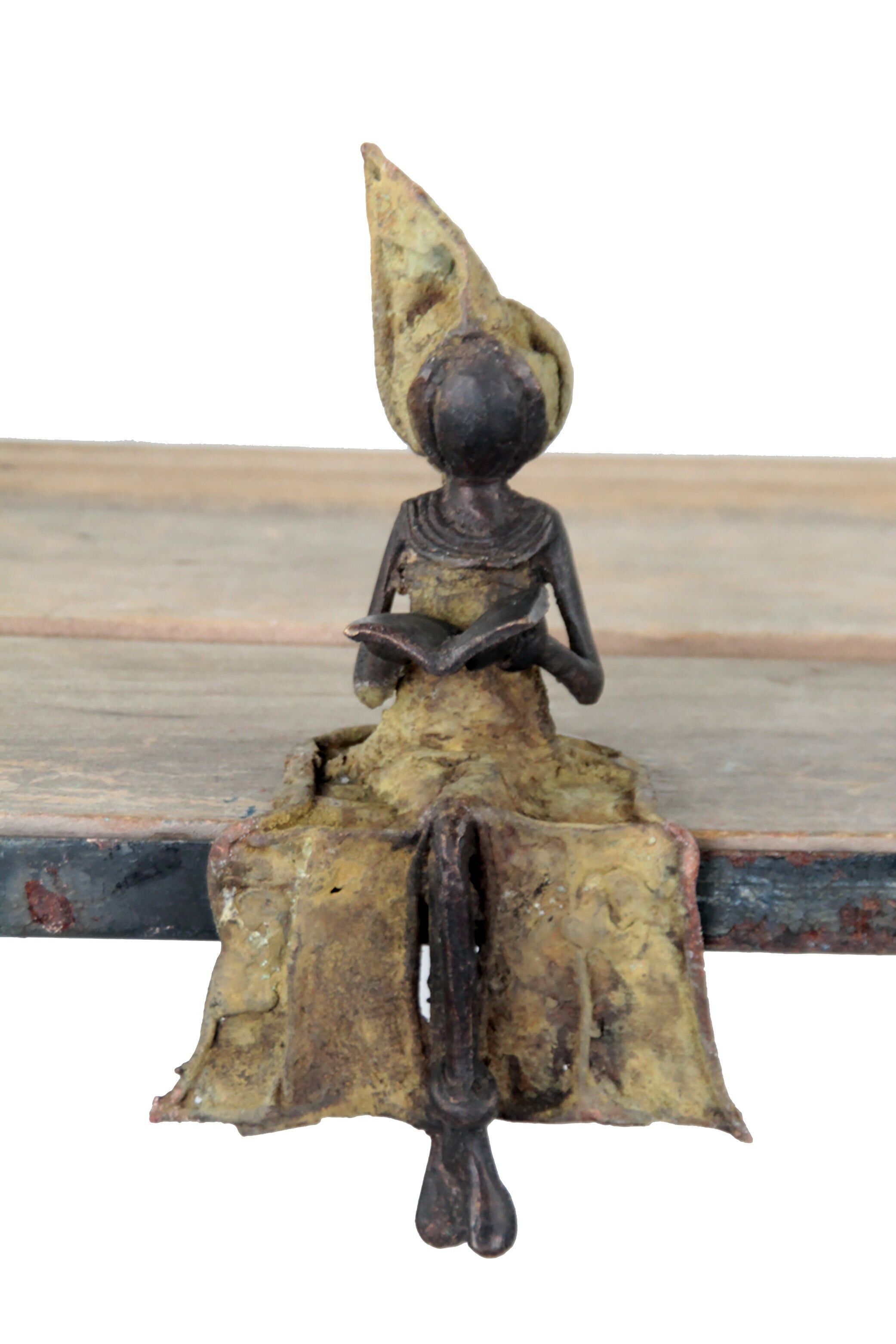 Bronzo seduto 15 cm verde n°16