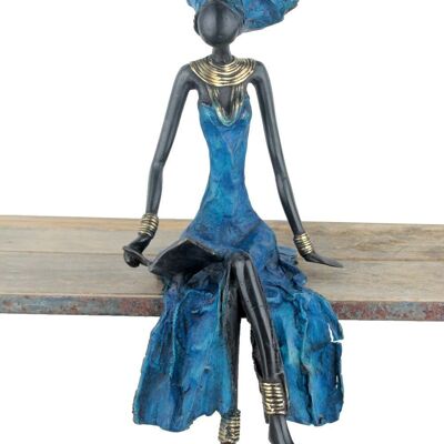 Bronze assis 40 cm bleu n°2