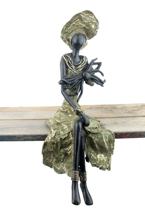 Bronze assis 40 cm vert n°3