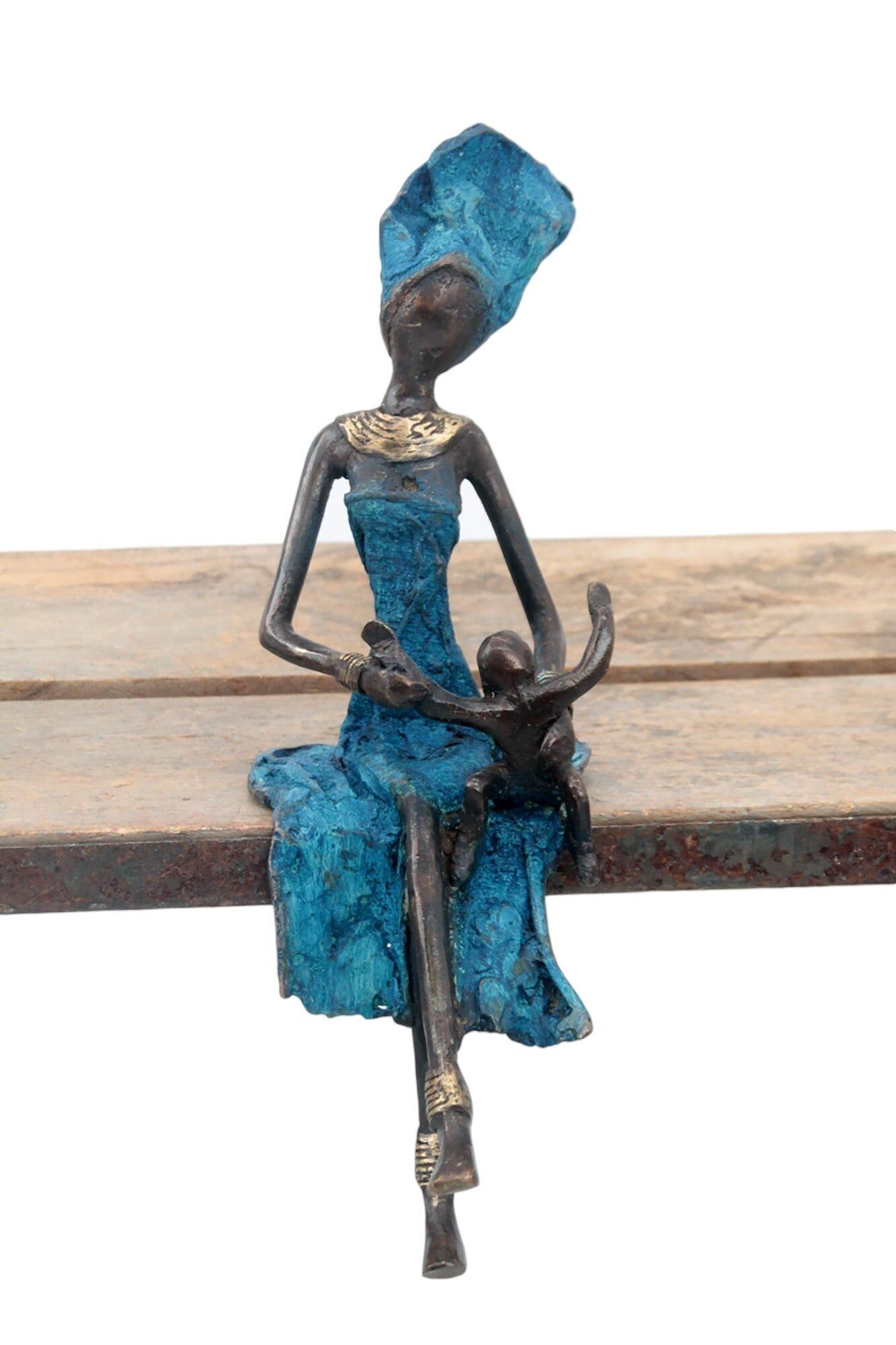 Bronzo seduto 25 cm blu n°21
