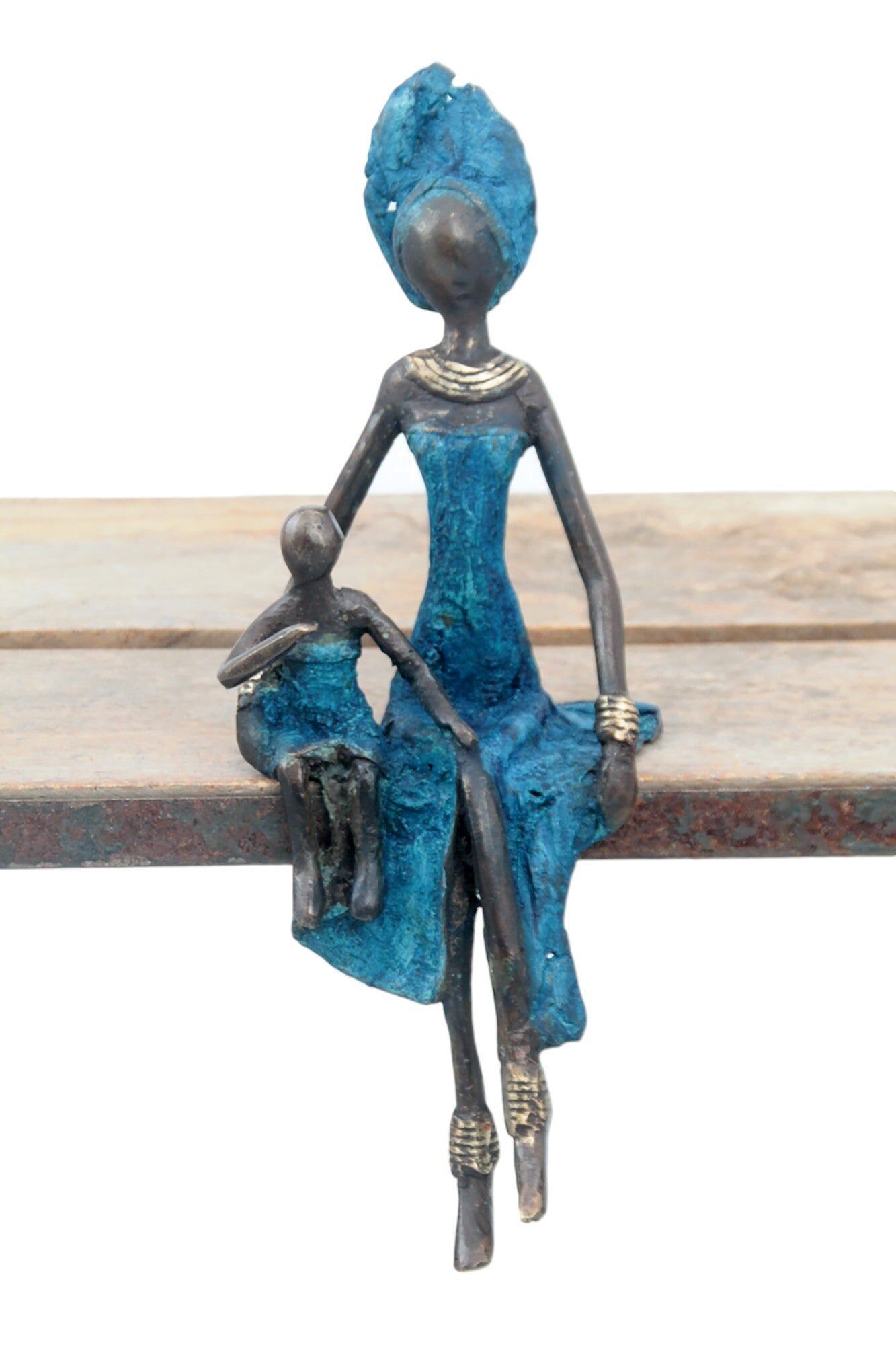 Bronzo seduto 25 cm blu n°19