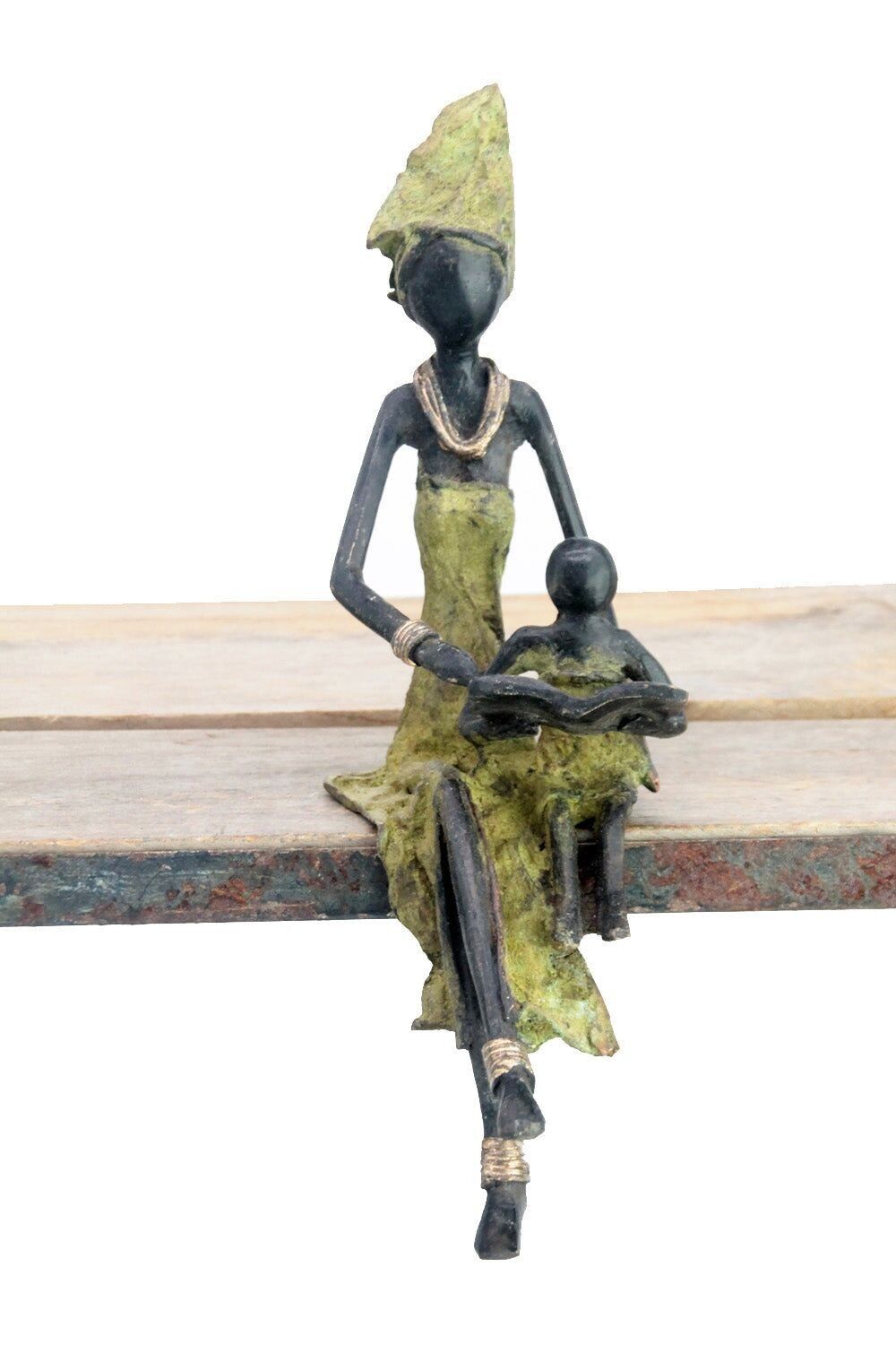 Bronzo seduto 25 cm verde n°21