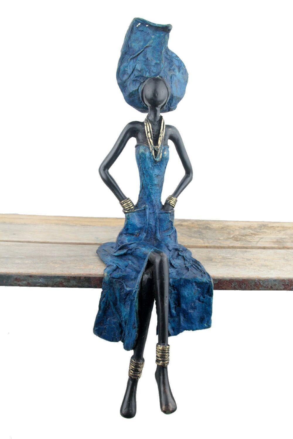 Bronce sentado 40 cm azul n°4