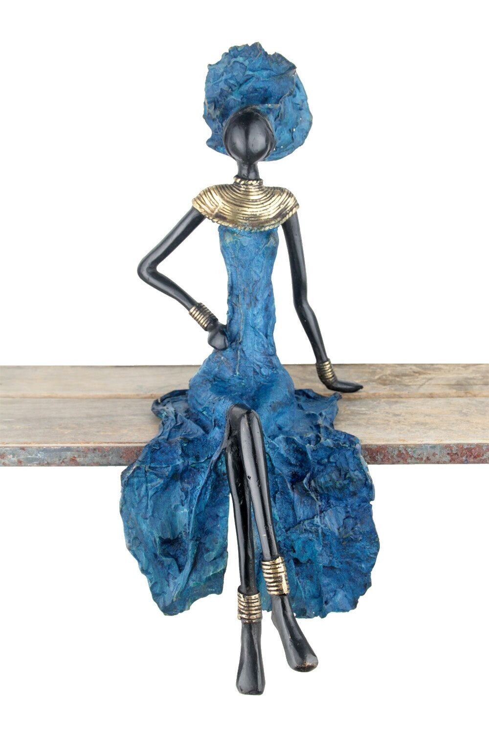 Bronzo seduto 40 cm blu n°3