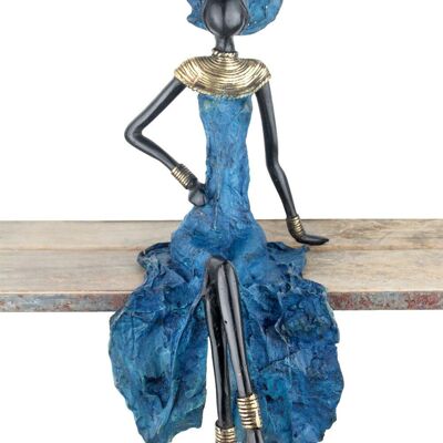 Bronzo seduto 40 cm blu n°3