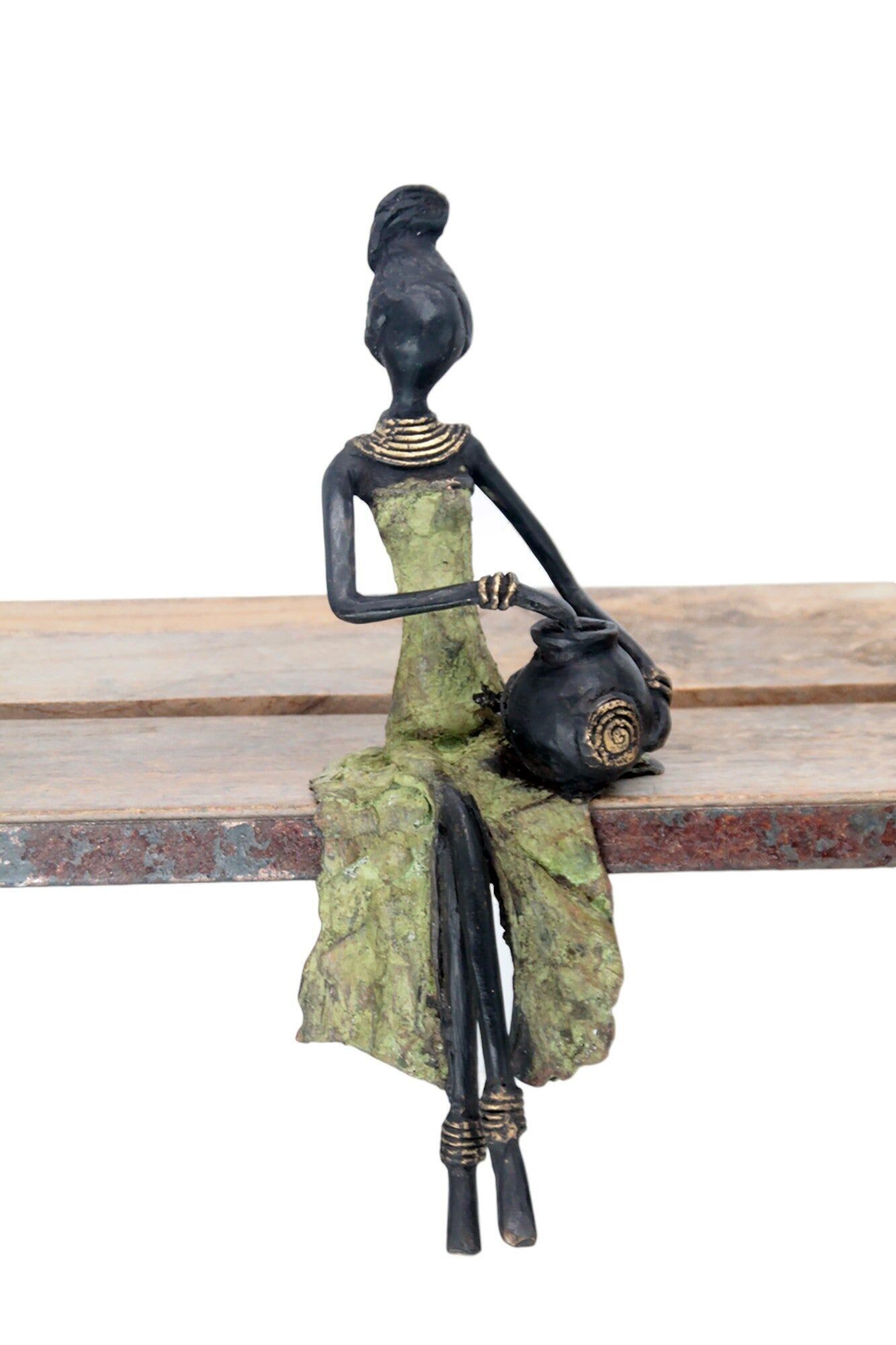 Bronzo seduto 25 cm verde n°24
