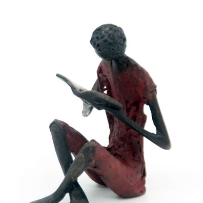 Bronzo seduto 25 cm rosso n°2