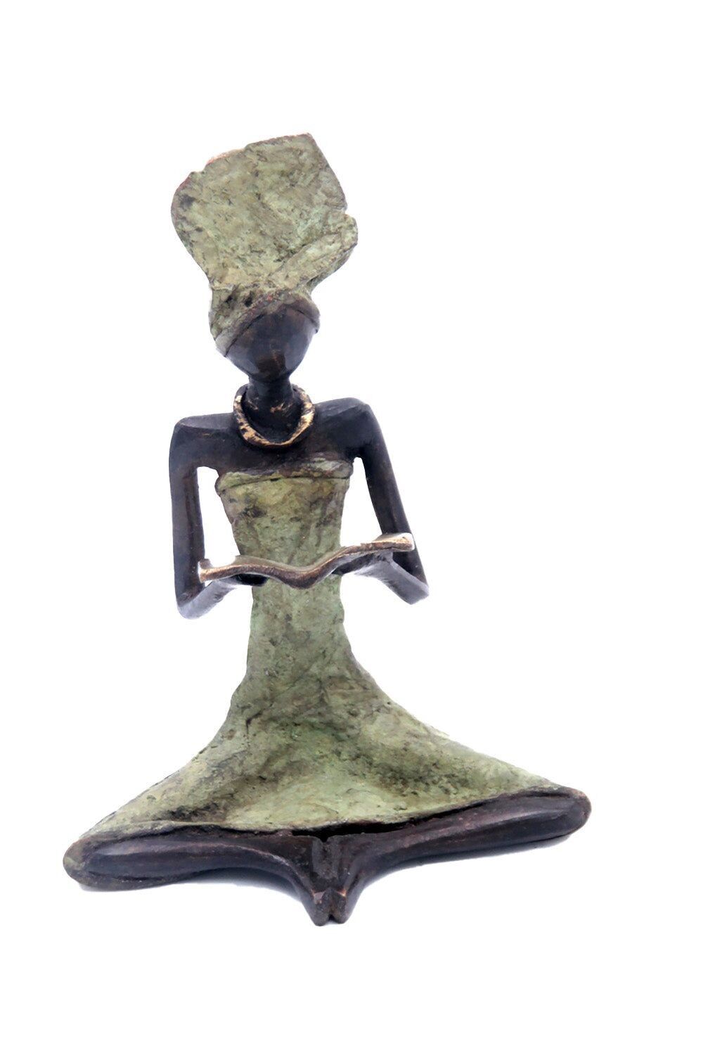Bronzo seduto 25 cm verde n°3