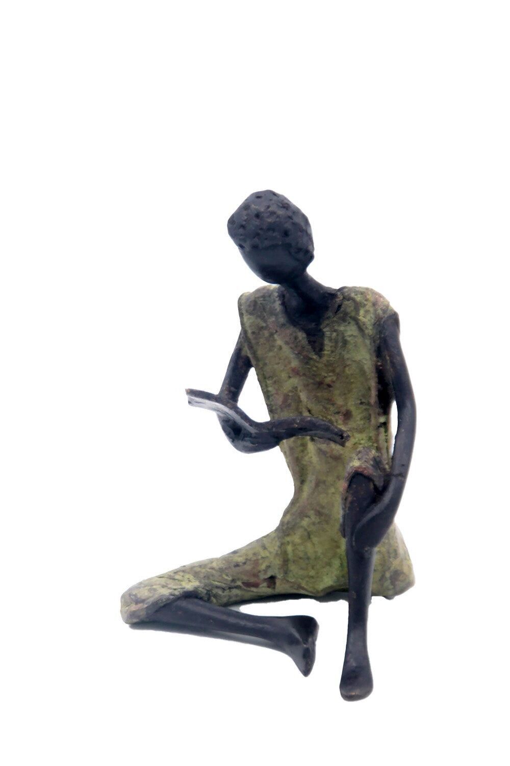 Bronzo seduto 25 cm verde n°4