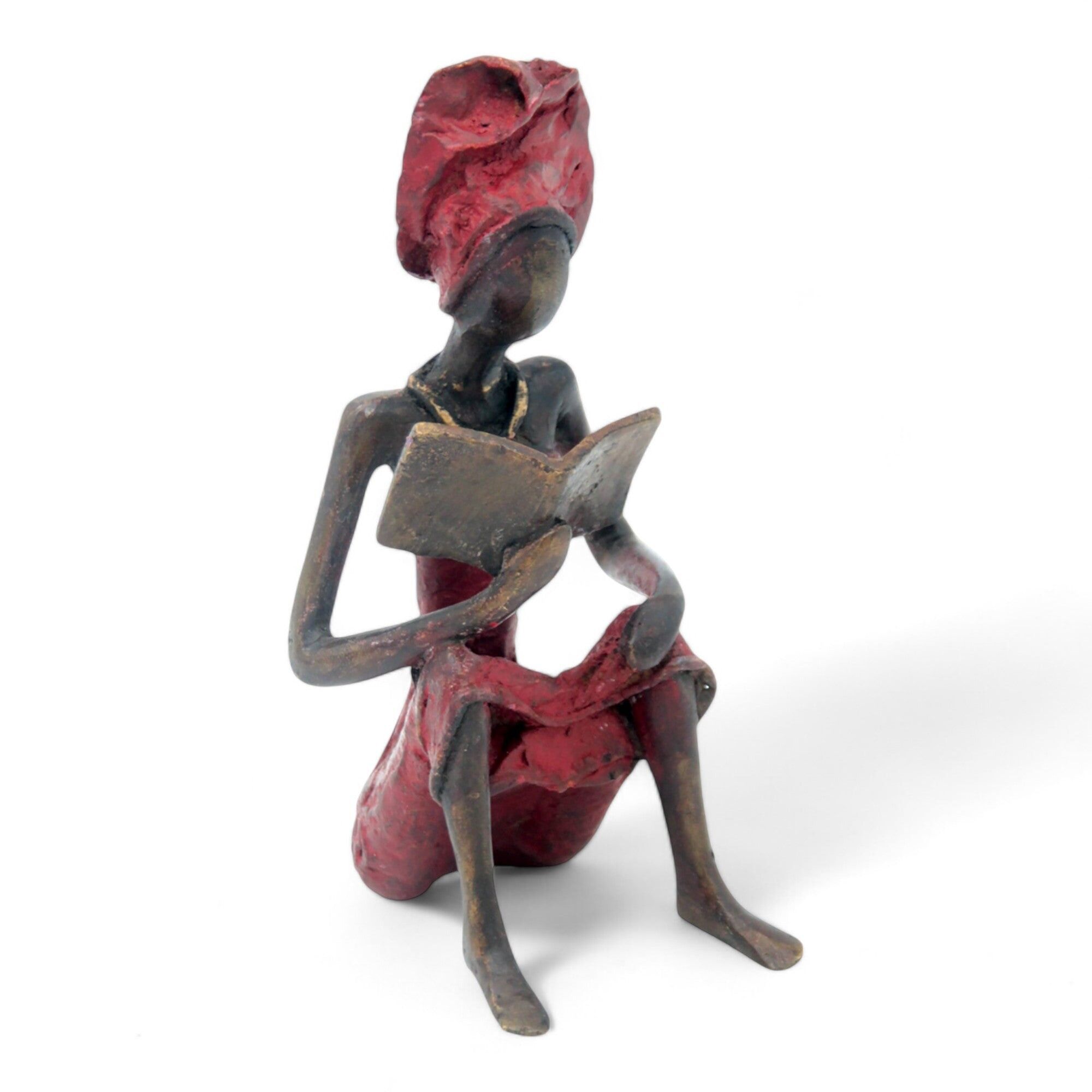 Bronzo seduto 25 cm rosso n°3