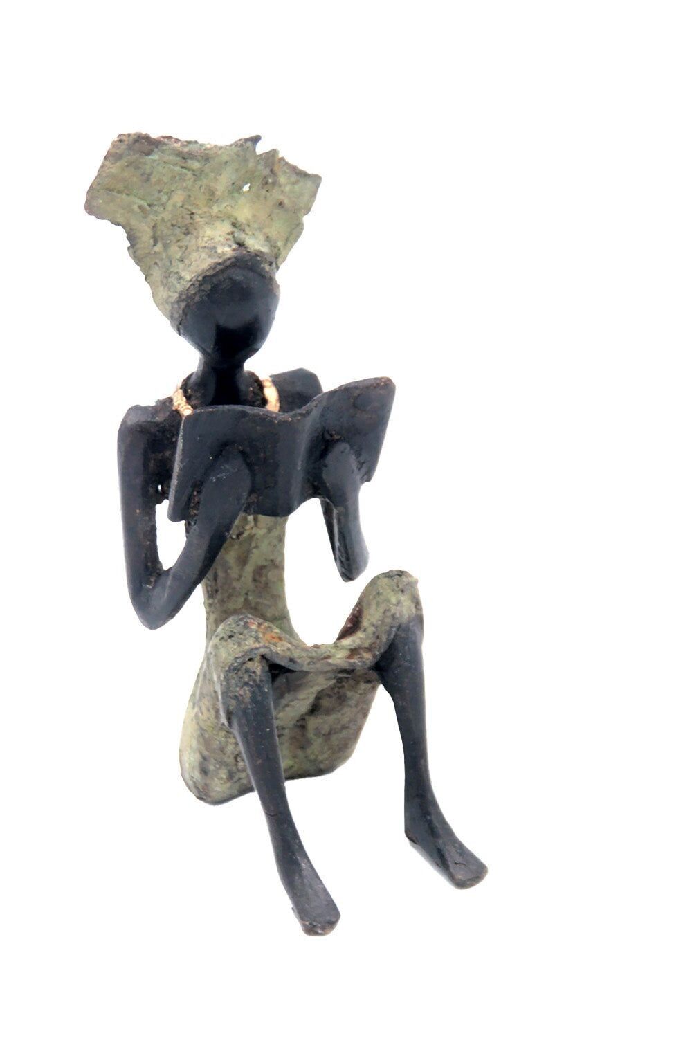 Bronzo seduto 25 cm verde n°11