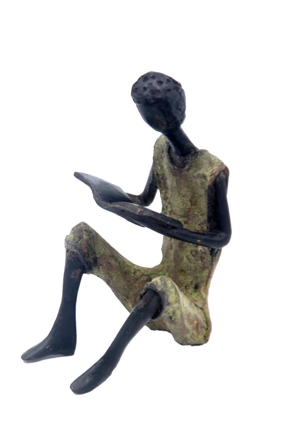 Bronzo seduto 25 cm verde n°10