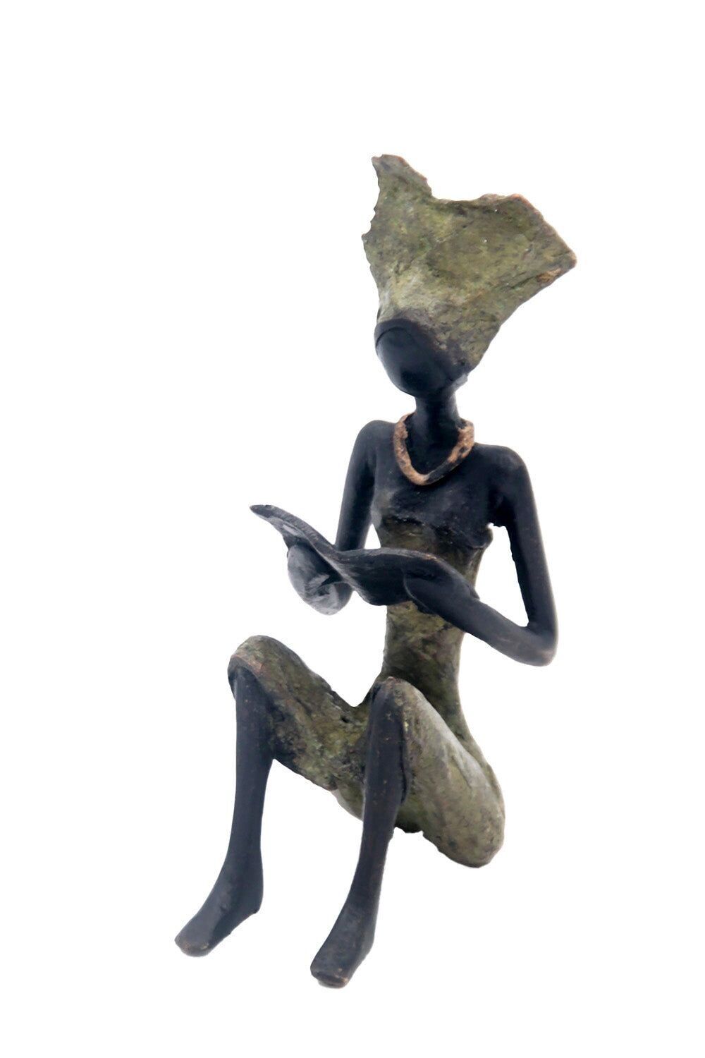 Bronzo seduto 25 cm verde n°5