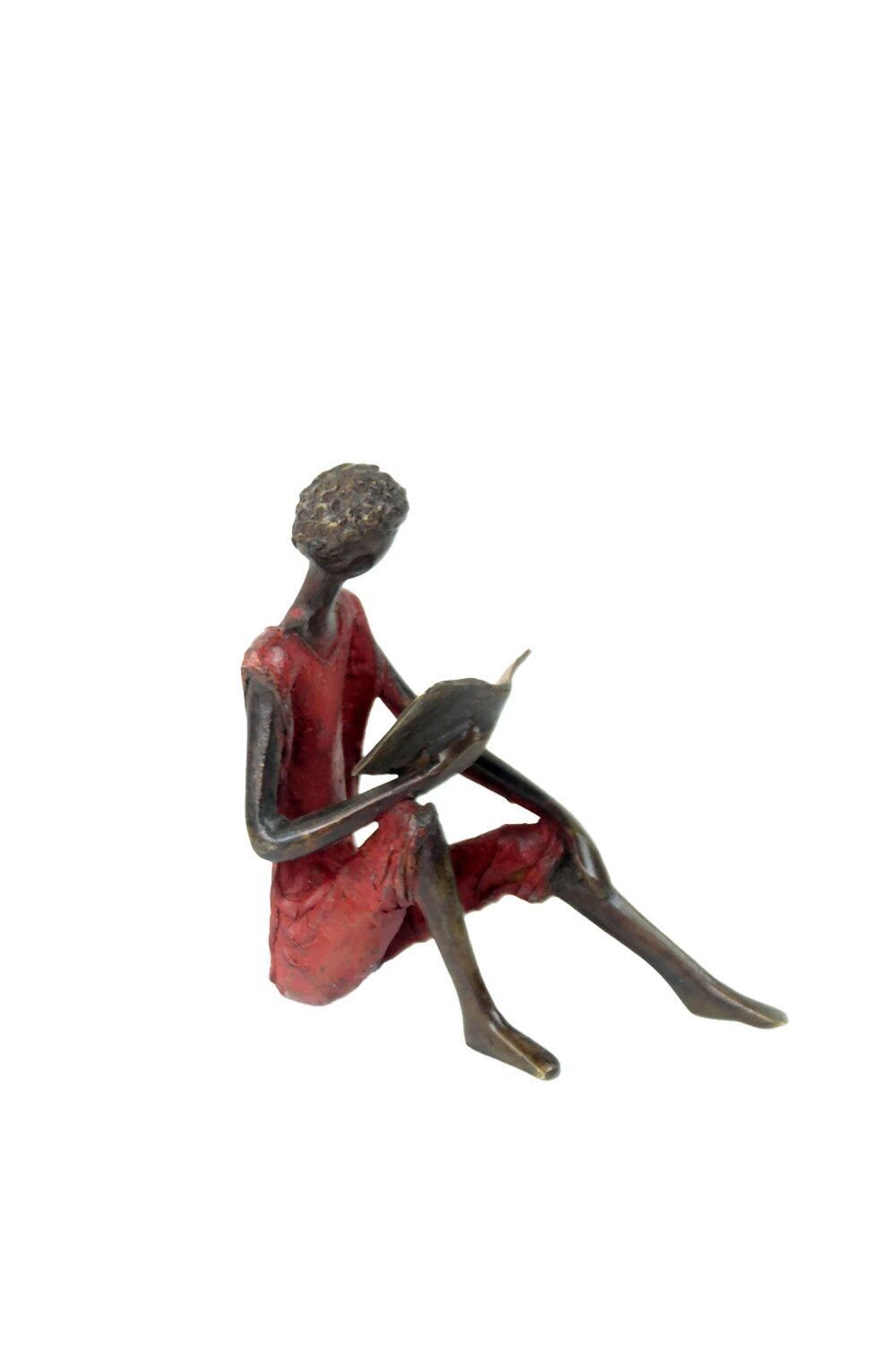Bronzo seduto 25 cm rosso n°12