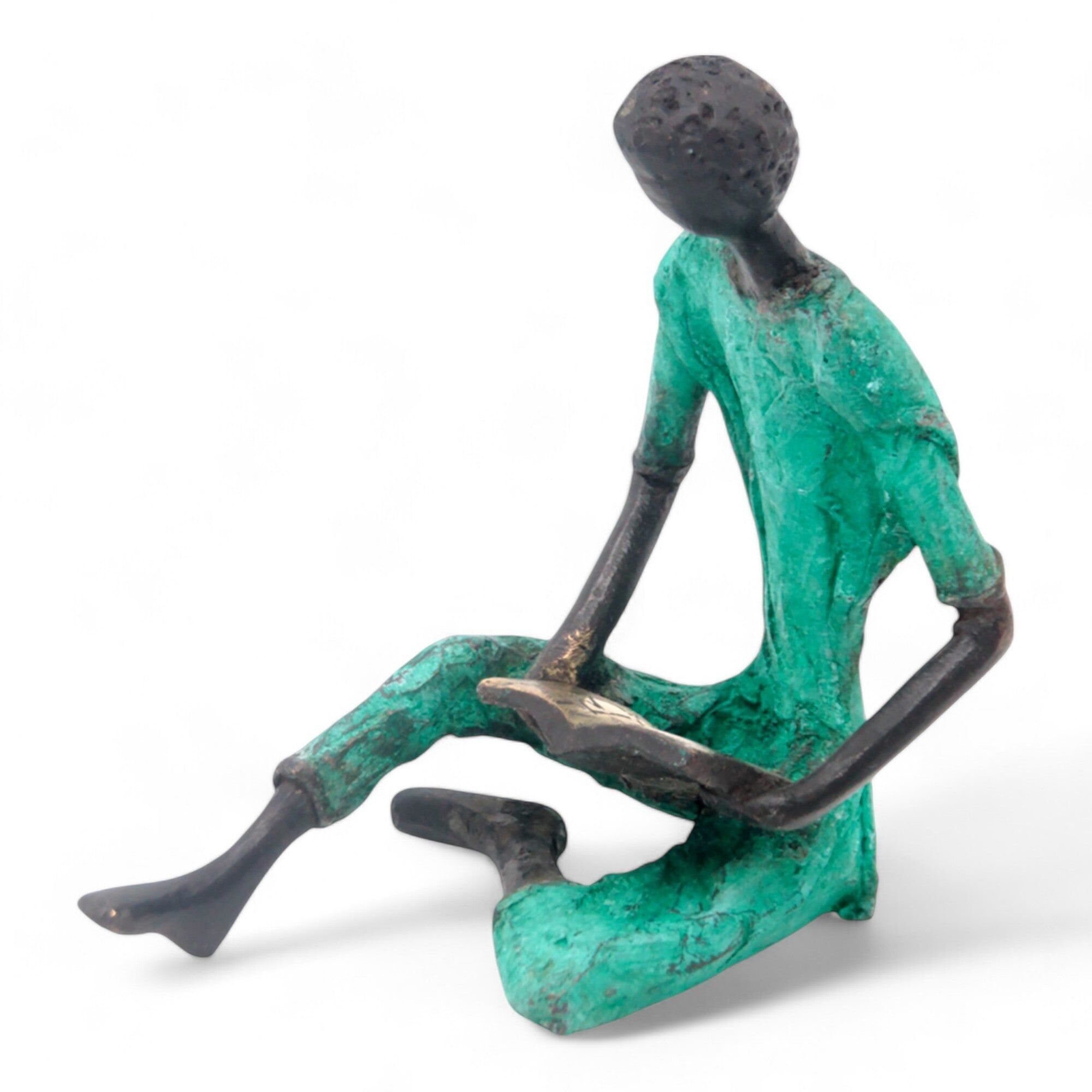 Bronzo seduto 25 cm verde n°12