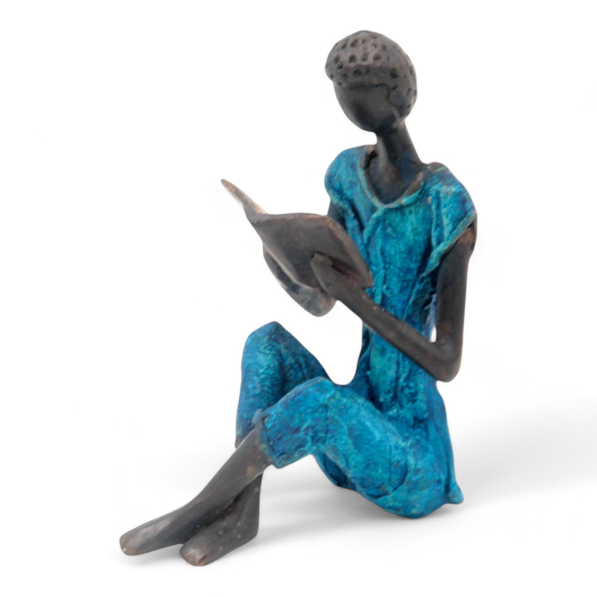Bronzo seduto 25 cm blu n°5