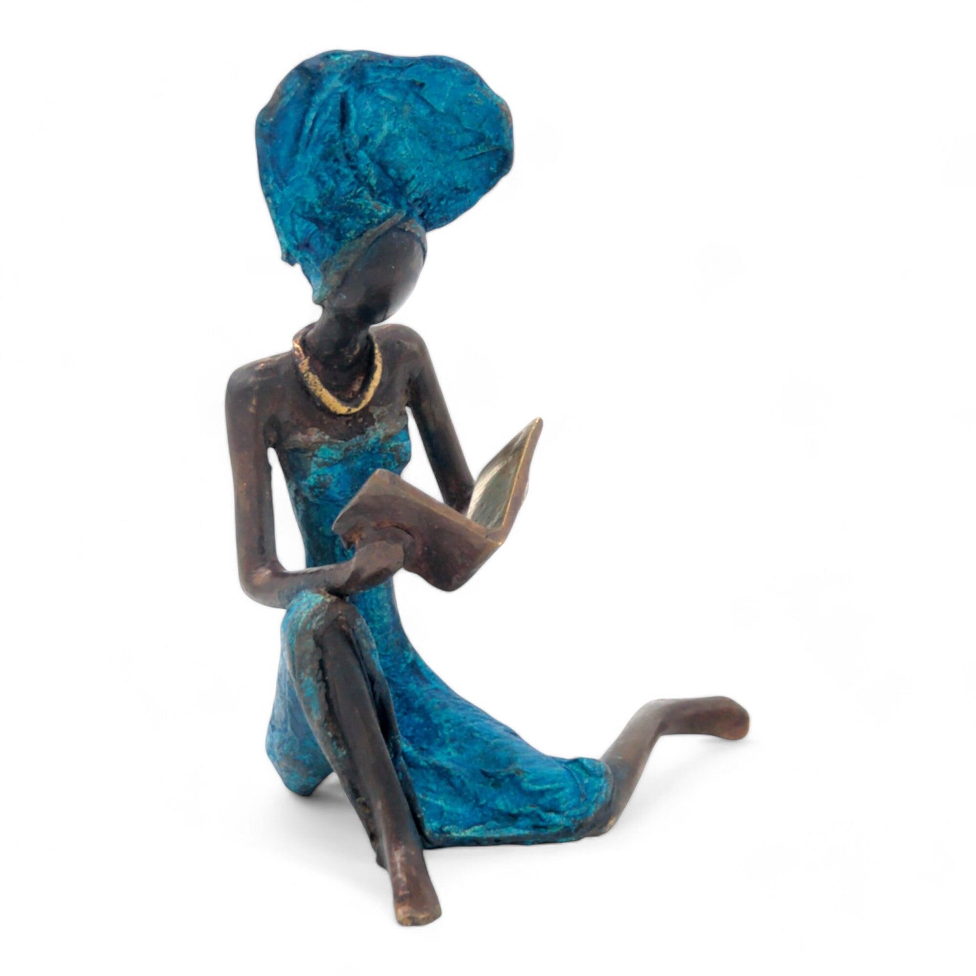 Bronzo seduto 25 cm blu n°10