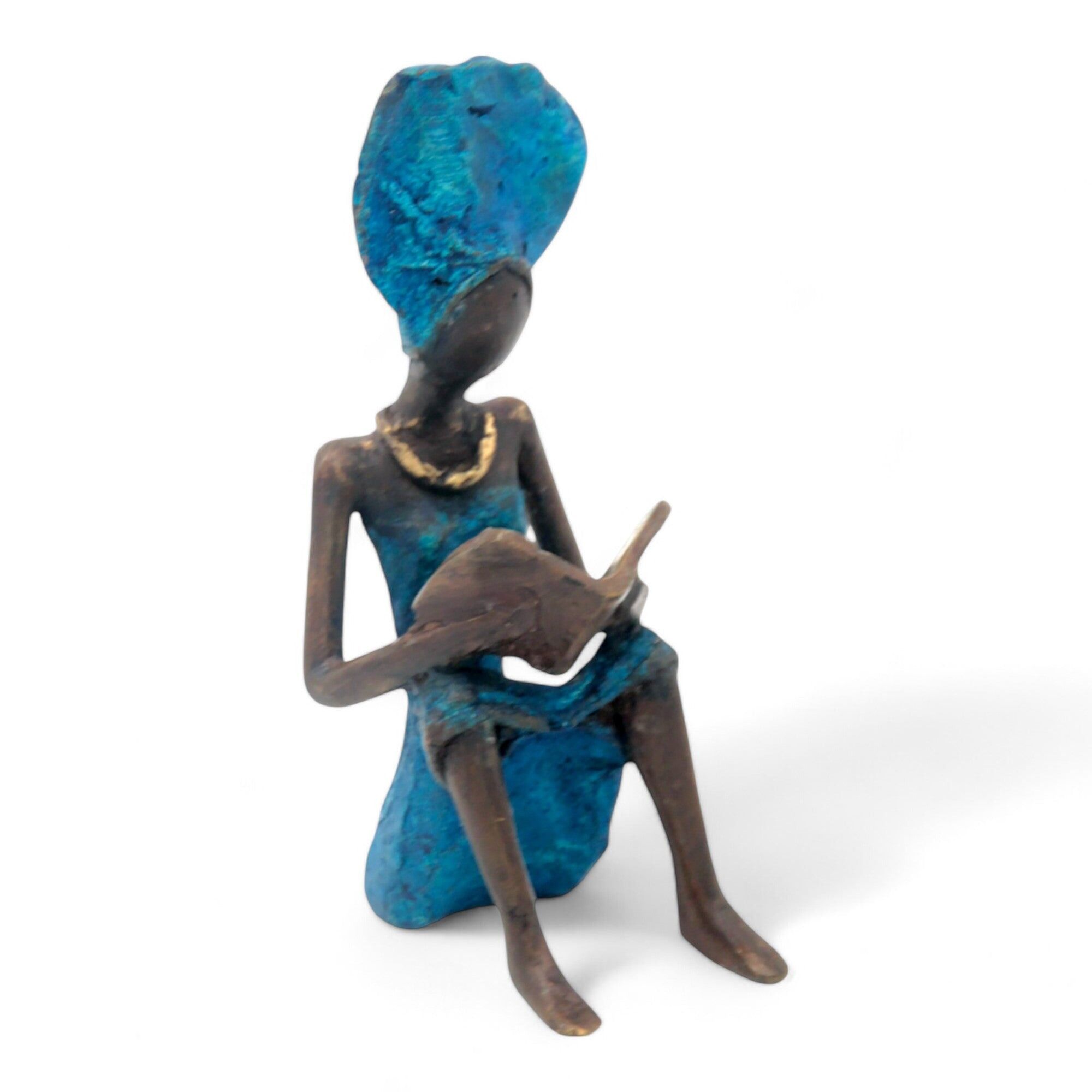 Bronzo seduto 25 cm blu n°6