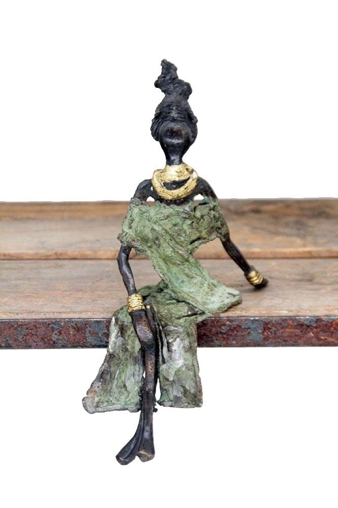 Bronzo seduto 20 cm verde n°4