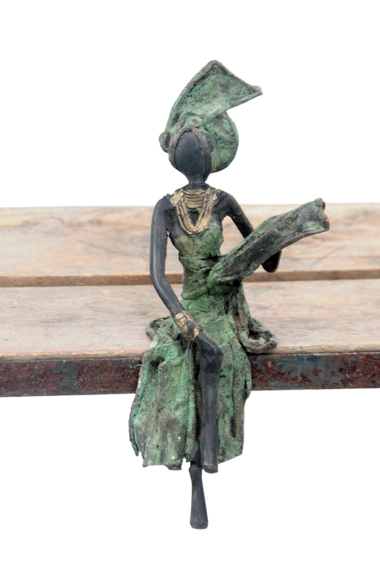 Bronzo seduto 20 cm verde n°5
