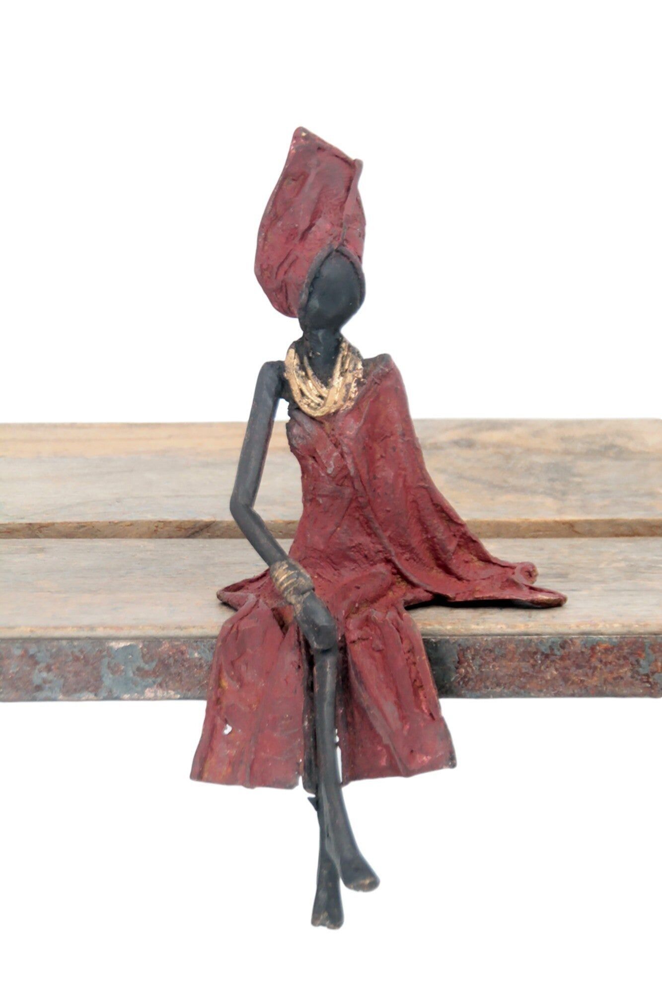 Bronzo seduto 20 cm rosso n°5