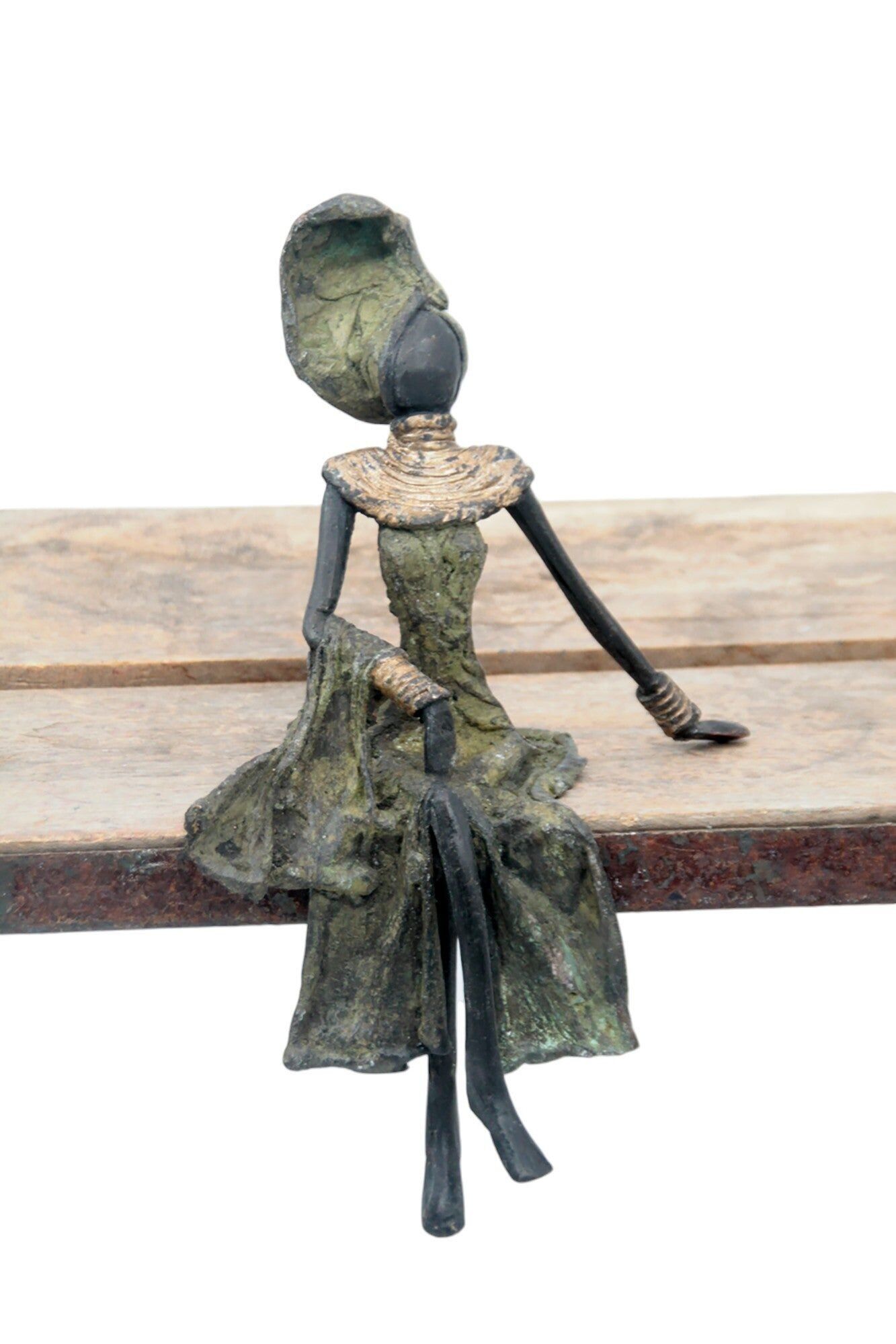 Bronzo seduto 20 cm verde n°1