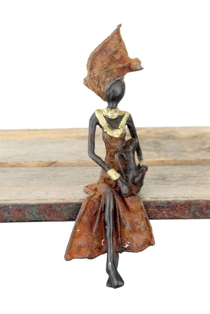 Seduto bronzo 20 cm marrone n°2