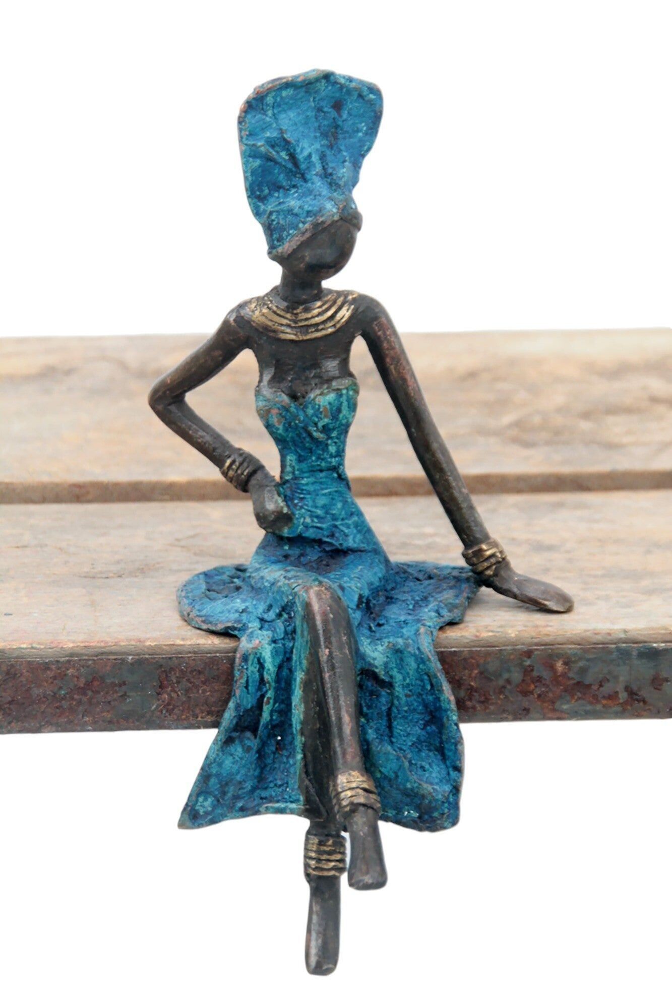 Bronzo seduto 20 cm blu n°3