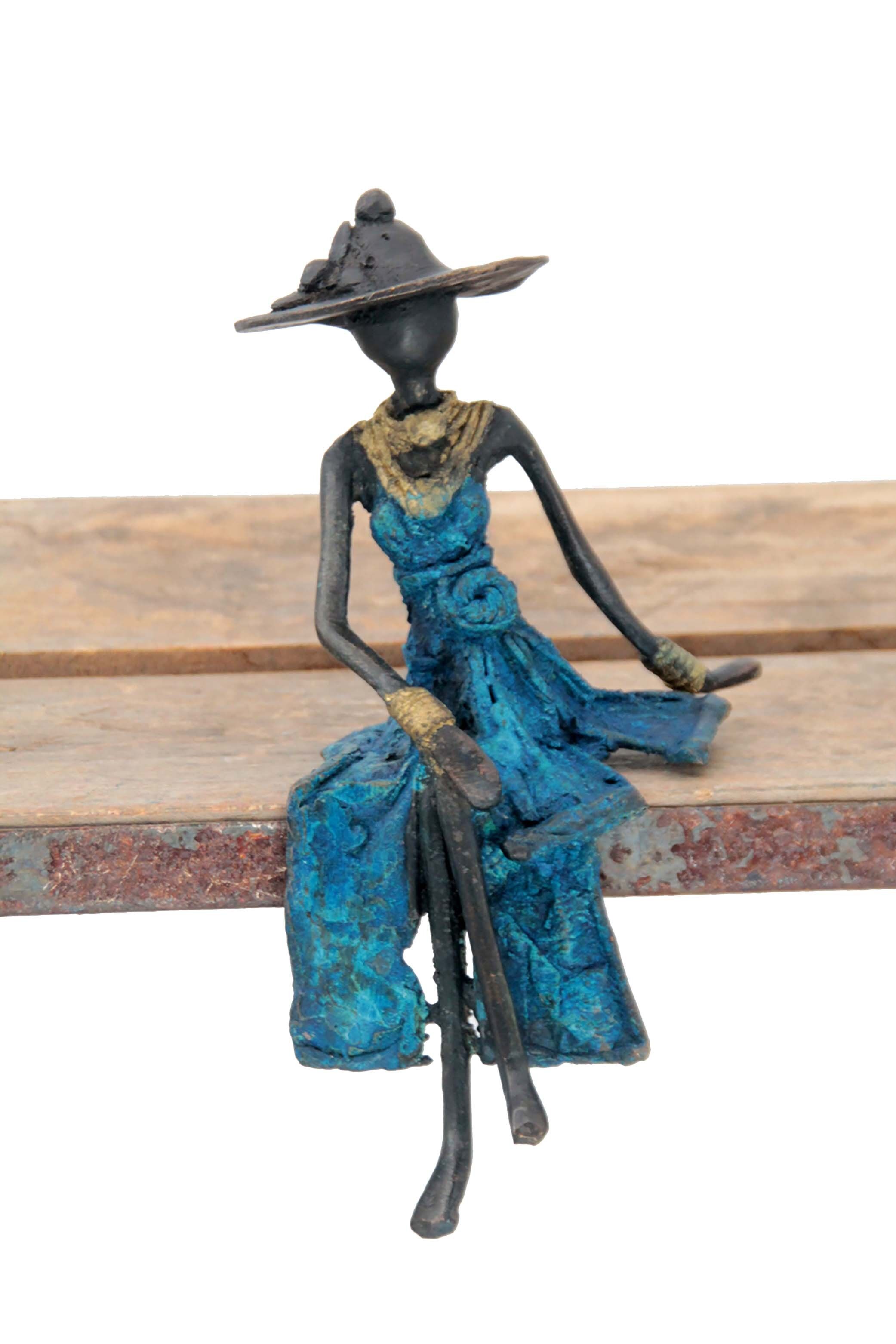 Bronzo seduto 20 cm blu n°7