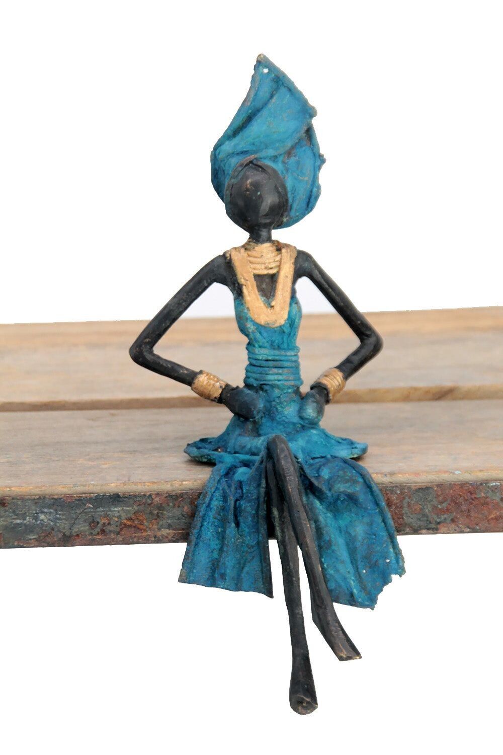 Bronzo seduto 20 cm blu n°6