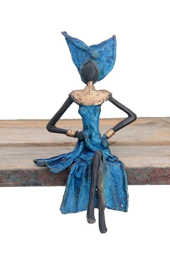 Bronzo seduto 20 cm blu n°8