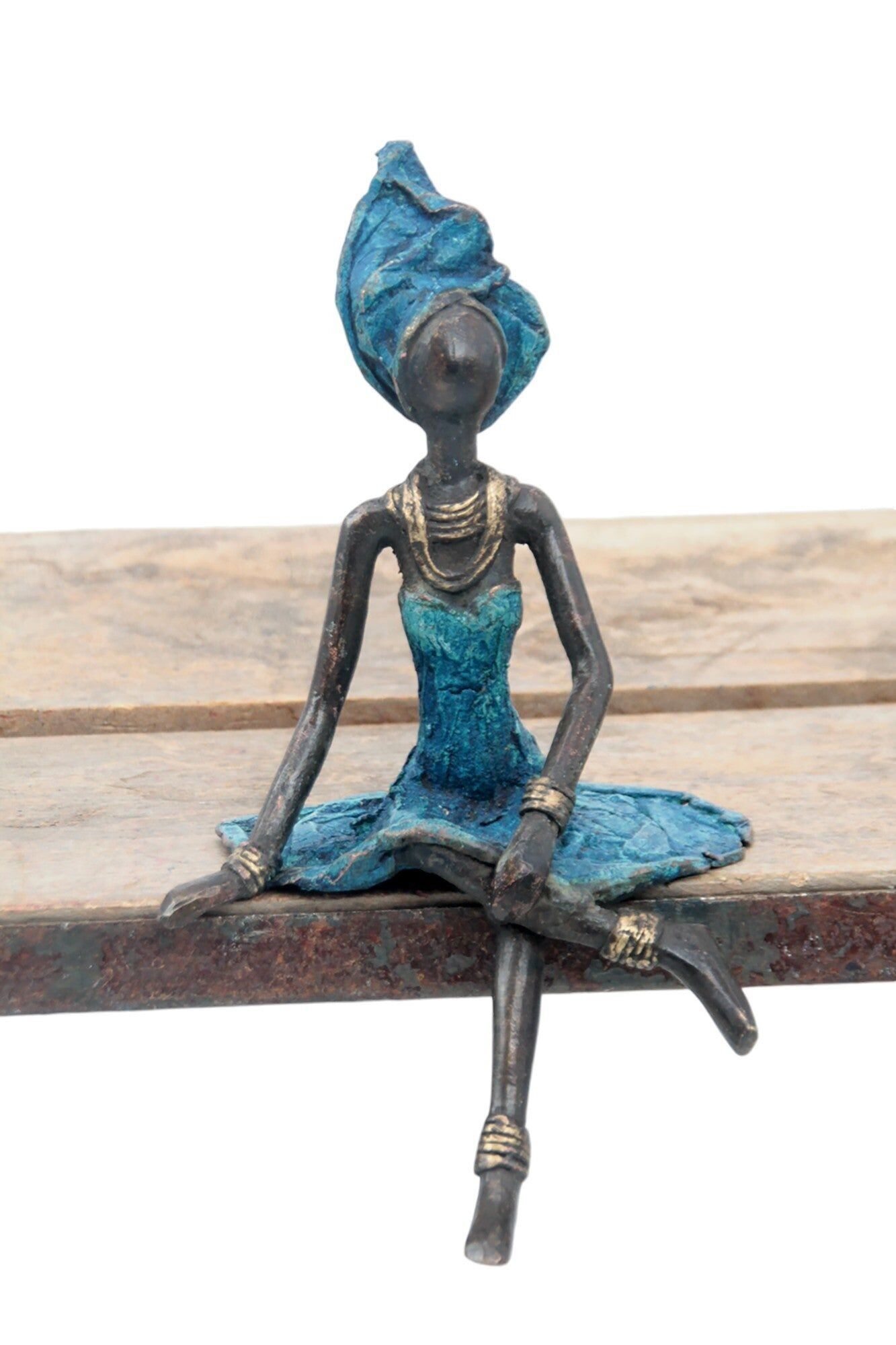 Bronzo seduto 20 cm blu n°1