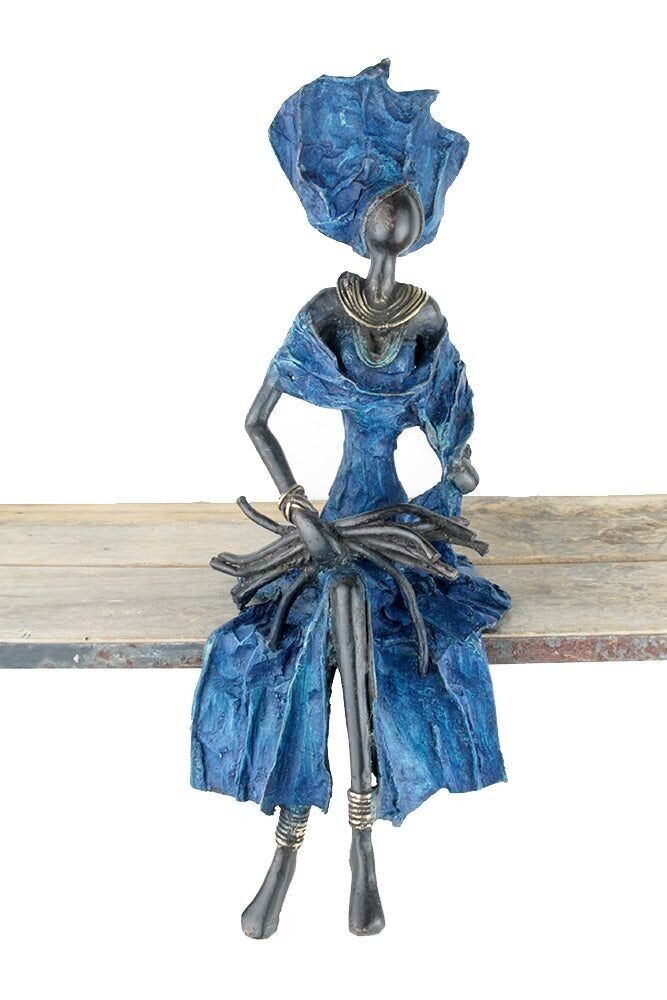 Bronzo seduto 40 cm blu n°10