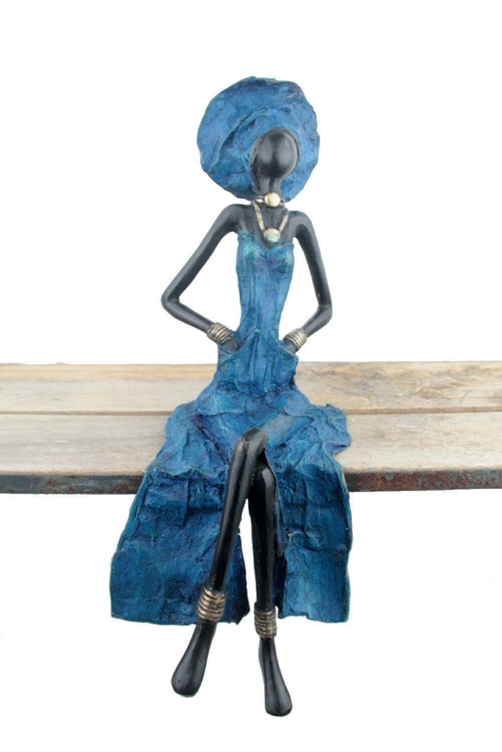 Seduto bronzo 40 cm blu n°12