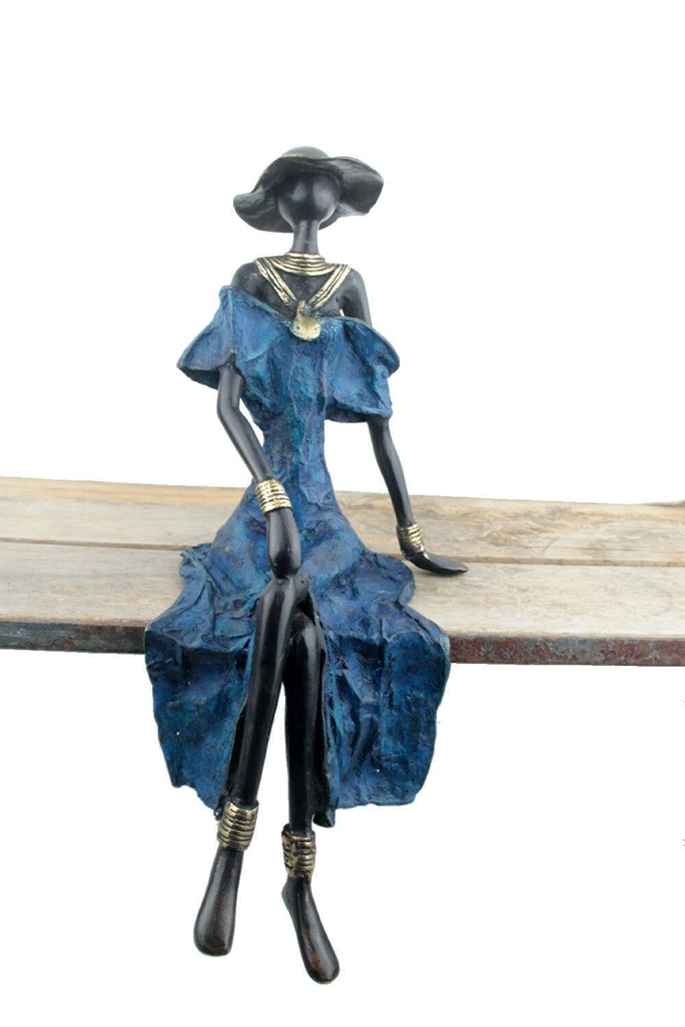 Bronzo seduto 40 cm blu n°11